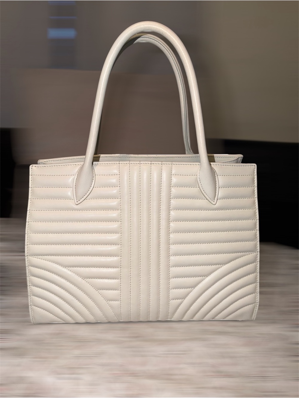 Prada White Diagramme Leather Handbag- EUC - Picture 5 of 8